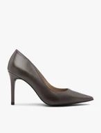 Grey leather stilettos with pointed toe