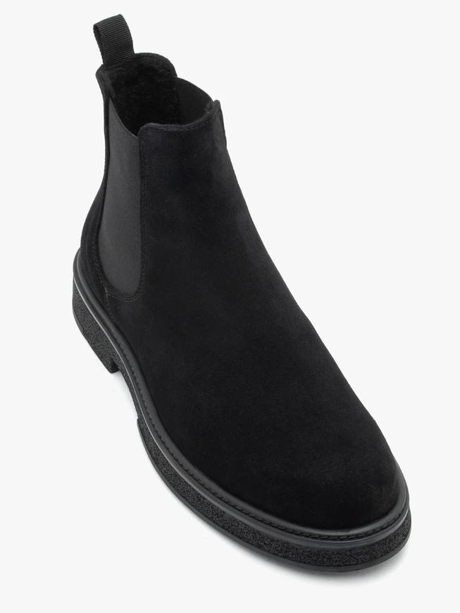 Schwarze Veloursleder-Pantoffeln