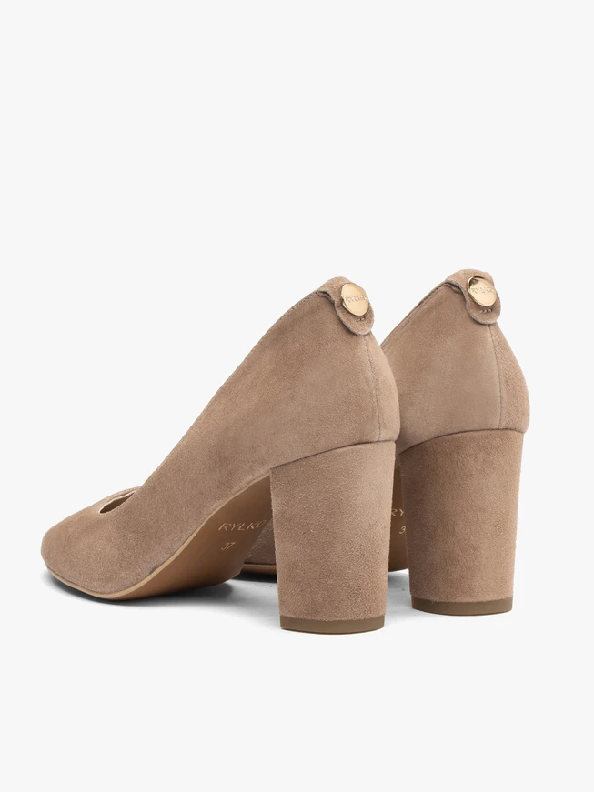 Beige Stiletto-Pumps mit Verzierung