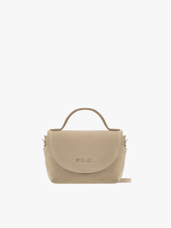 Kleine Handtasche aus Velours in Beige