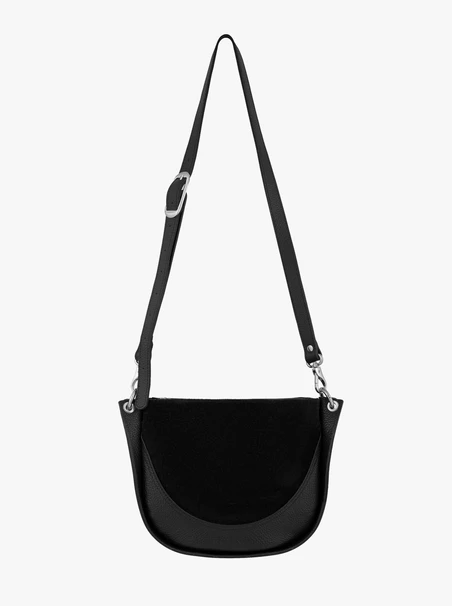 Handtasche aus schwarzem Leder und Velours