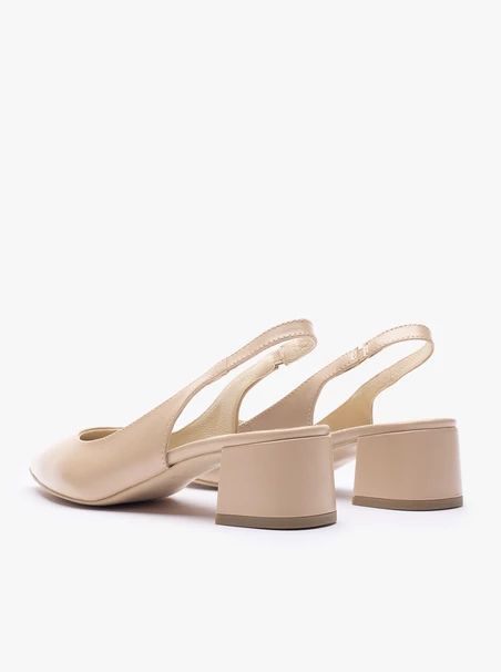 Beżowe czółenka slingback bez pięty