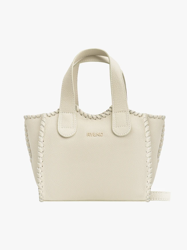 Cremefarbene Lederhandtasche