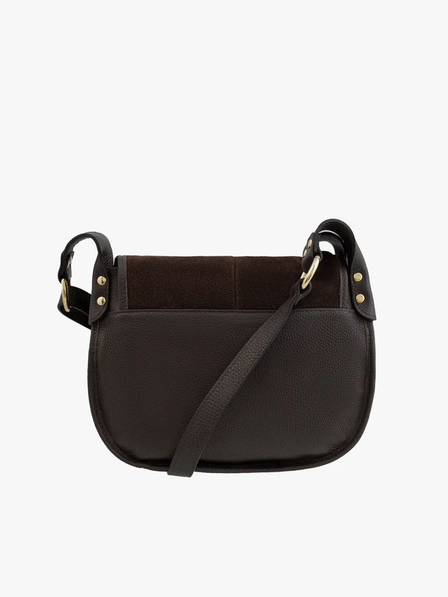 Posttasche aus braunem Leder und Velours