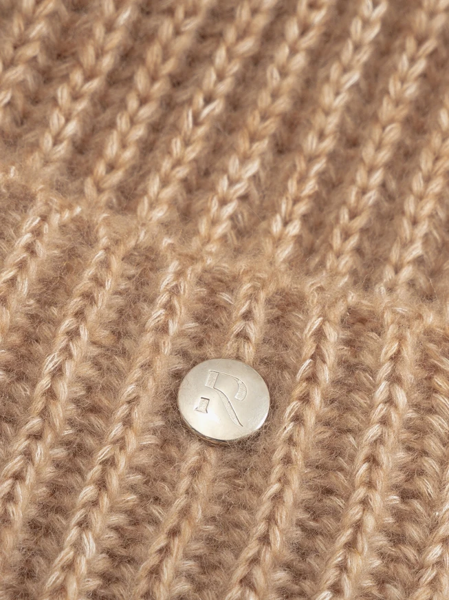 Beige Women’s Winter Hat with Pom Pom