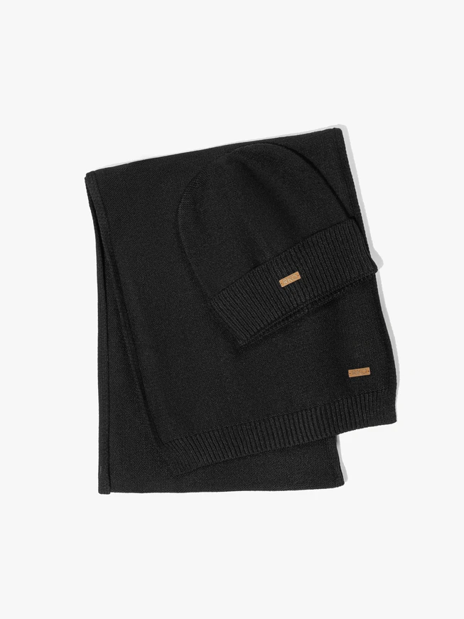 Women's Hat and Scarf Set Black