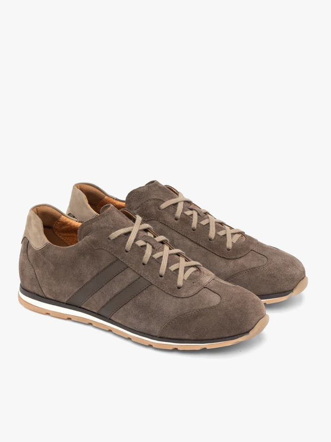 Brown-Grey Men's Lace-Up Sneakers
