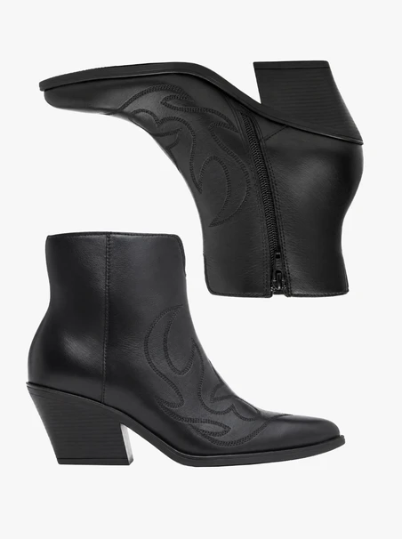 Schwarze Cowboy-Stiefeletten mit Ziernähten