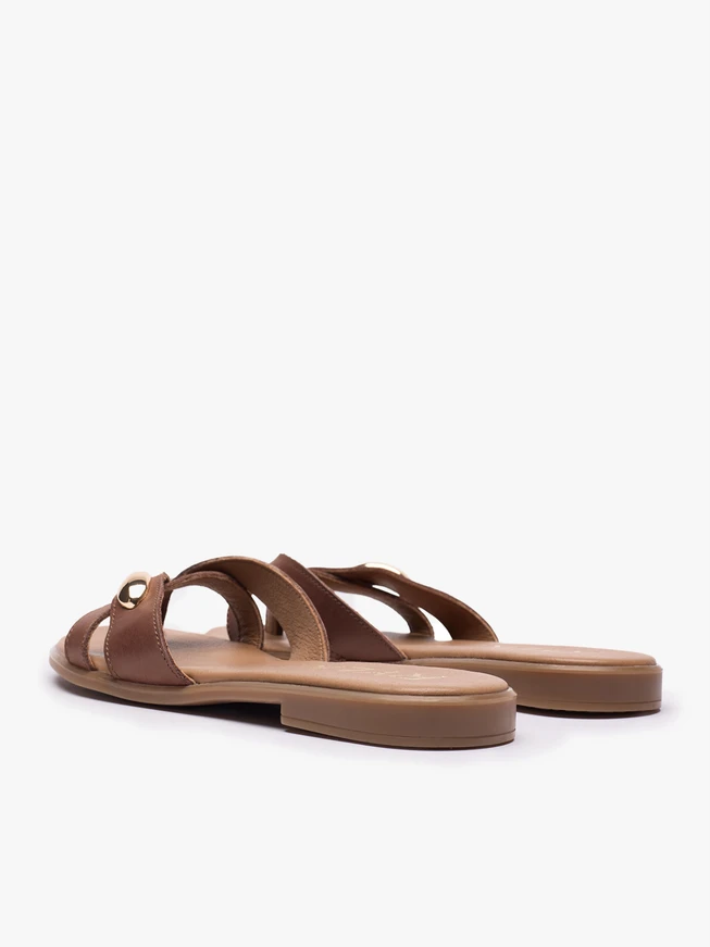 Dunkelbraune Flip Flops mit Verzierung