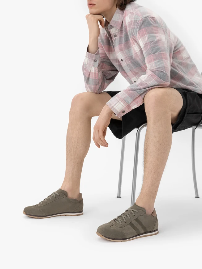Olive-Grey Men's Lace-Up Sneakers