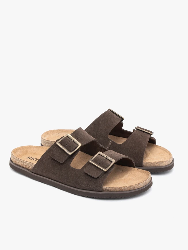 Braune Velours-Flip-Flops