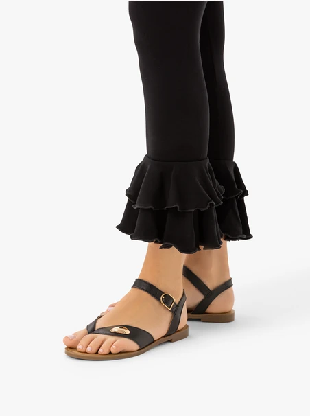 Black Flip Flops with Decoration