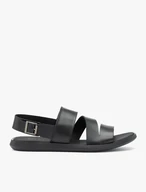 Schwarze Sandalen aus genarbtem Leder