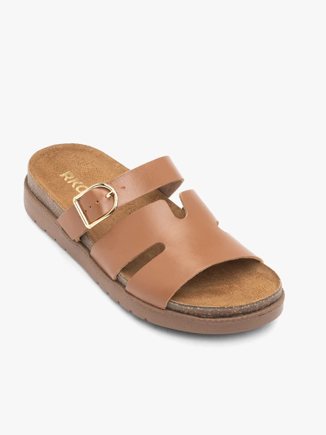 Braune H-Flip-Flops mit Schnallenriemen
