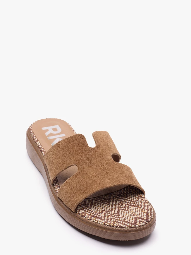 Dunkelbeige H-Flip-Flops mit dickerem Boden