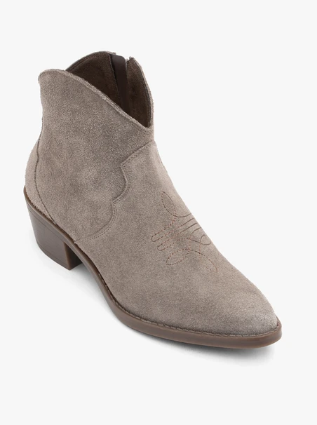 Graue Cowboystiefel aus Veloursleder