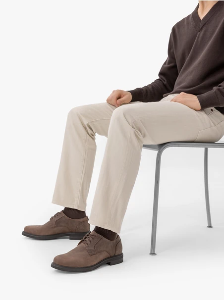 Brown lace-up nubuck half shoes