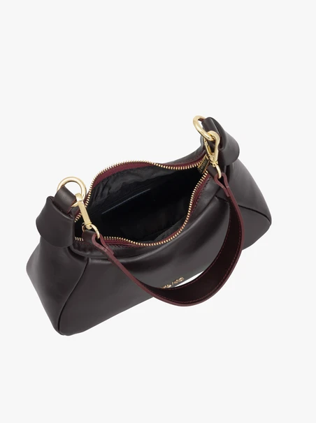 Maroon grain leather handbag