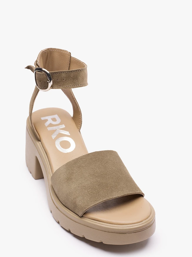 Khaki-Sandalen mit Trapper-Boden