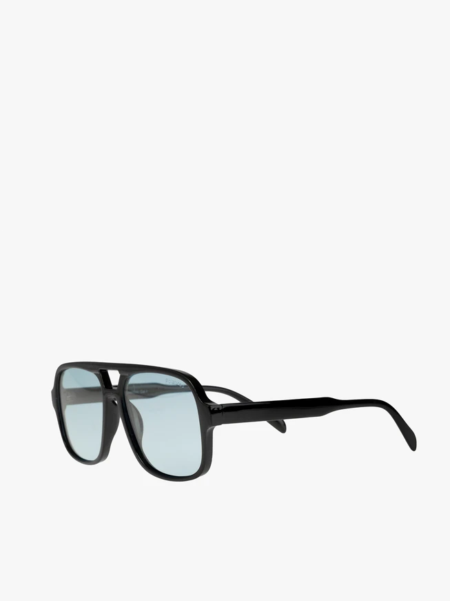 Okulary przeciwsłoneczne unisex czarne z niebieskimi szkłami