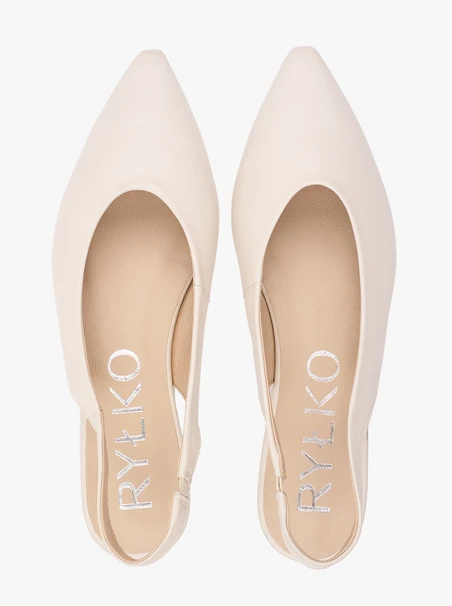 Kremowe czółenka slingback w szpic