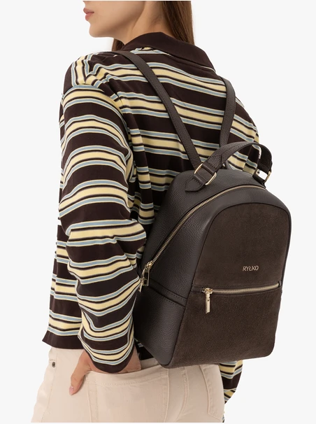 Brown leather medium backpack