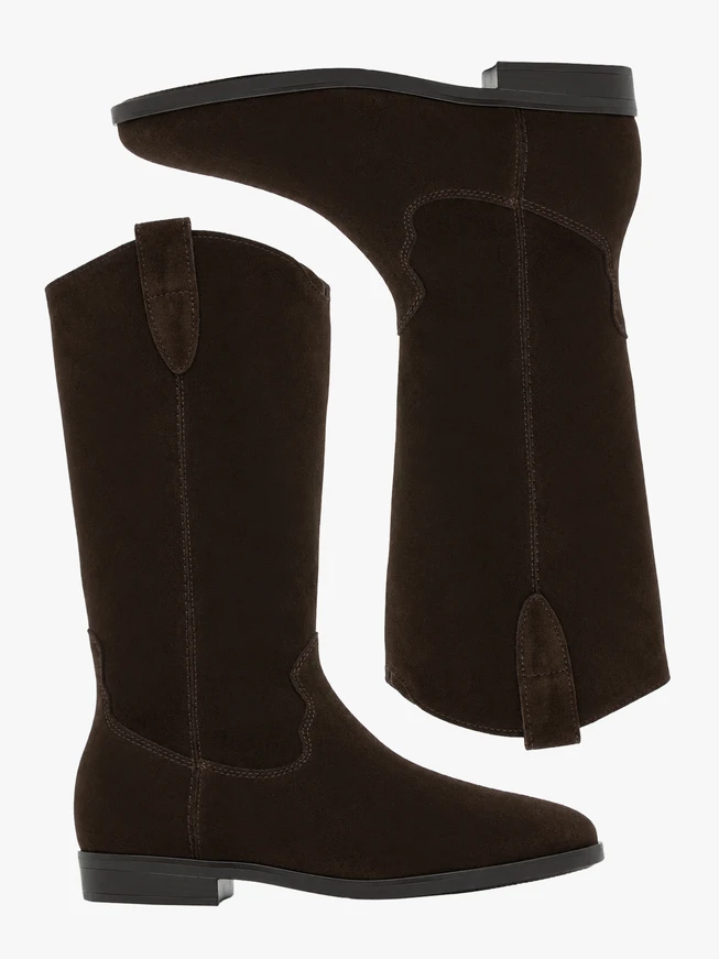Brown velour leather boots