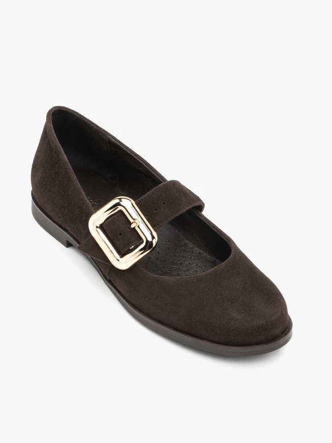 Dark brown Mary Jane ballerinas with strap
