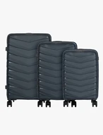 Set of 3 Hard-Shell Grey Suitcases – S, M &amp; L