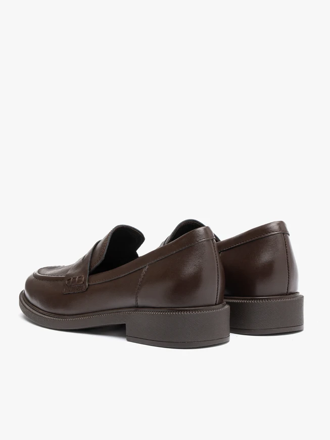 Dark brown grain leather moccasins