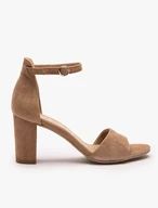 Hellbraune Veloursleder-Sandalen