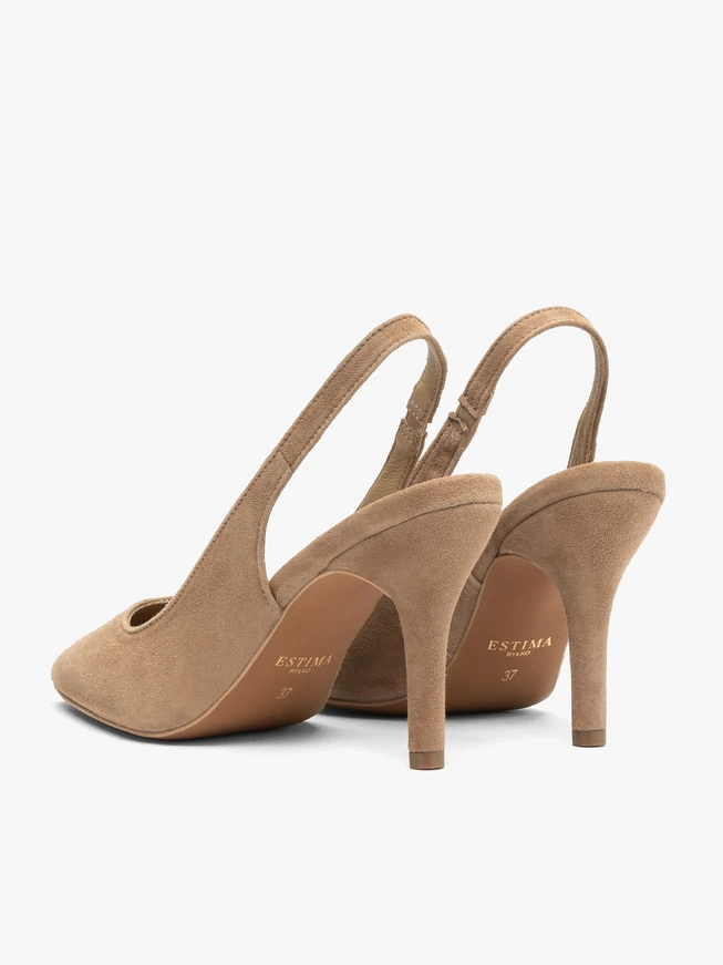 Jasnobrązowe czółenka bez pięty slingback