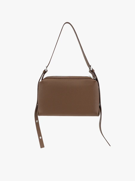 Light brown handbag with a crocodile-skin pattern