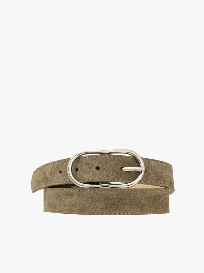 Dark beige belt with silver buckle