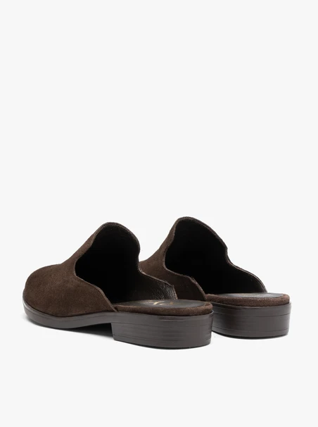Dunkelbraune Veloursleder-Slipper Flip-Flops