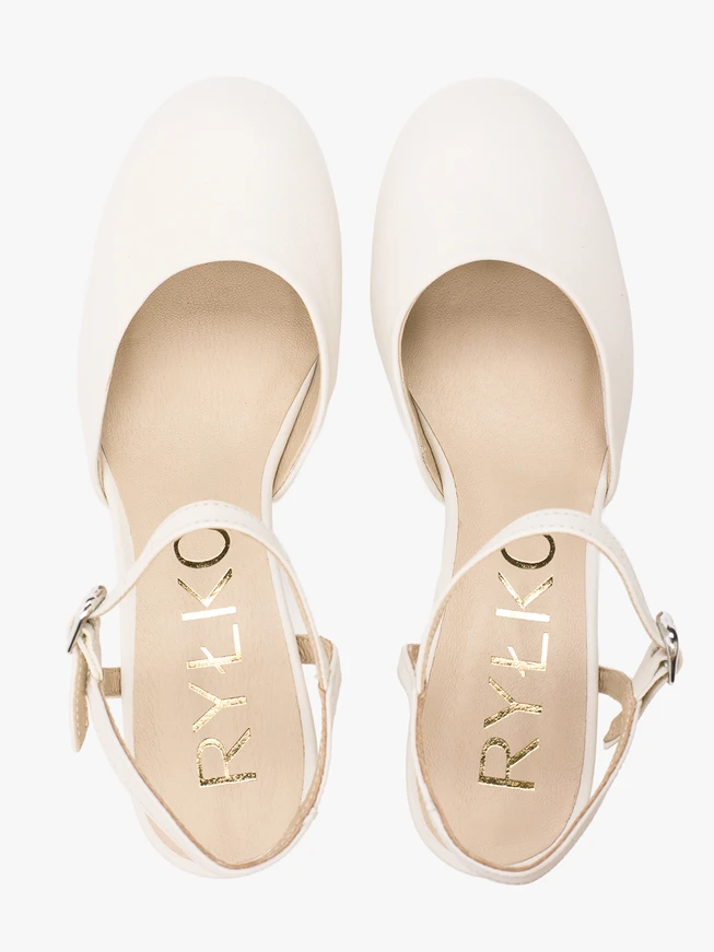 Cremefarbene Leder-Slingback-Hochzeitspumps
