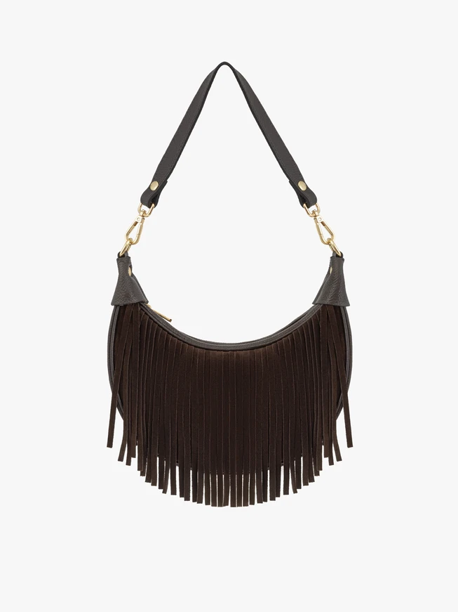 Braune Handtasche mit Fransen