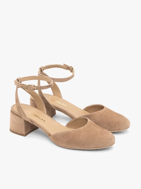 Hellbraune Slingback-Pumps