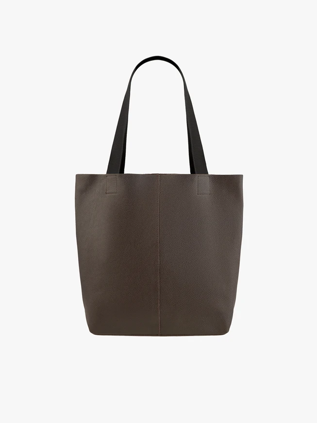 Large brown leather shopper bag