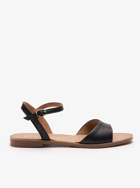 Schwarze flache Sandalen