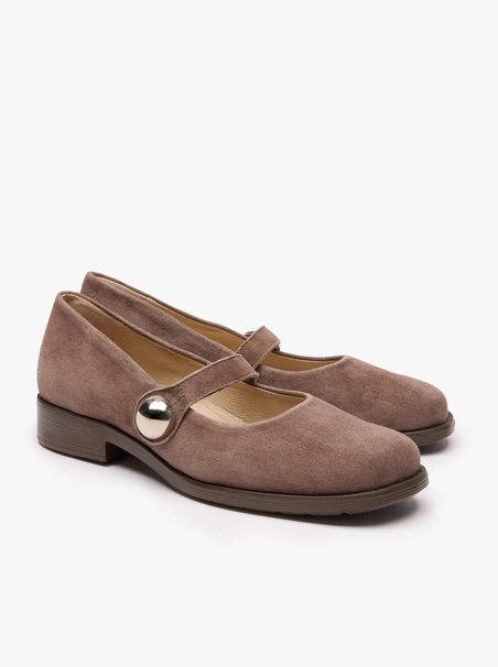 Ballerinas aus grauem Veloursleder