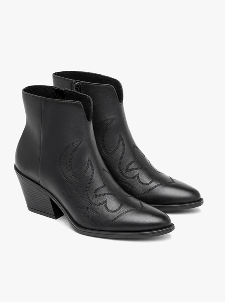 Schwarze Cowboy-Stiefeletten mit Ziernähten