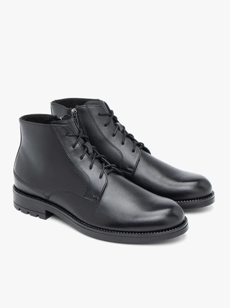 Black grain leather boots
