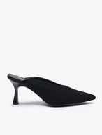 Schwarze Flare-Flip-Flops aus Veloursleder mit Absätzen