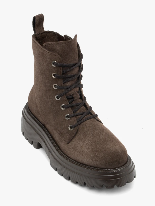 Dunkelbraune Velourslederstiefel