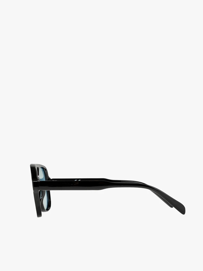 Okulary przeciwsłoneczne unisex czarne z niebieskimi szkłami