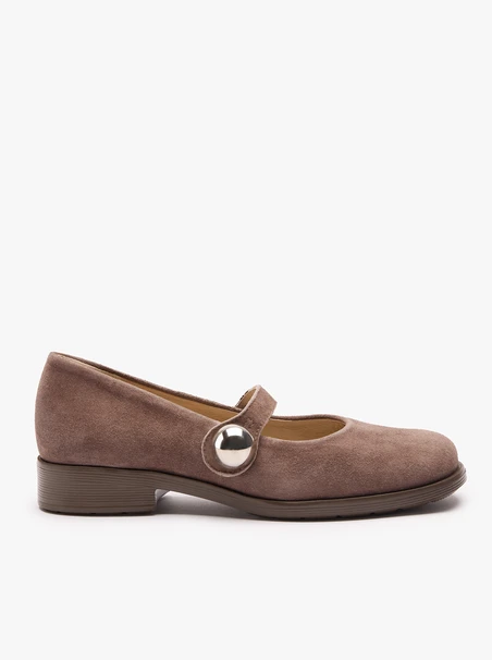 Ballerinas aus grauem Veloursleder