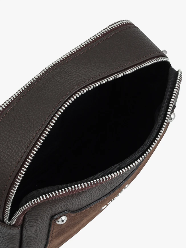 Handtasche aus braunem Leder und Velours