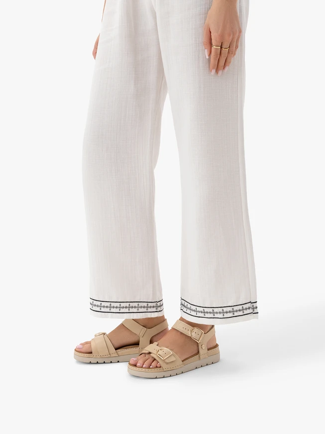 Beige Women's Sandals with Two Straps