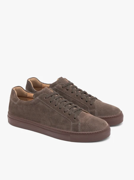 Grey velour leather half shoes
